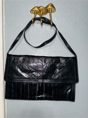Classic Black  EEL SKIN Leather Shoulder Bag